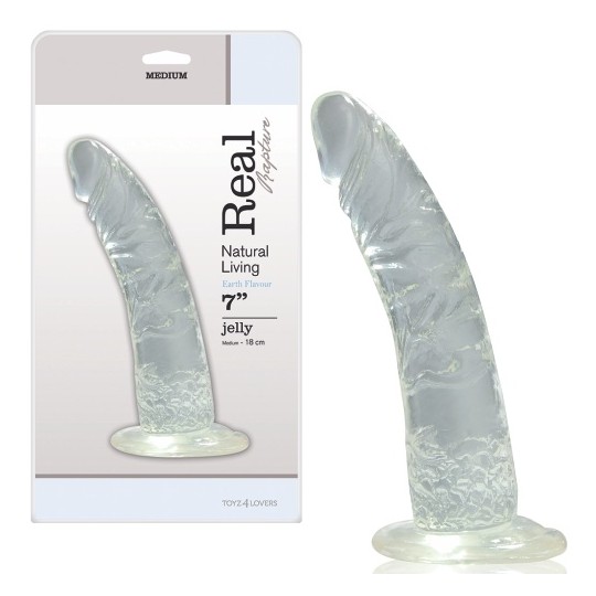 VERO RAPIMENTO TERRA SAPORE DILDO 7 &quot; TRASPARENTE