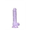 DILDO REALISTA CON TESTICULOS CRYSTAL CLEAR 7 /18 CM MORADO REALROCK
