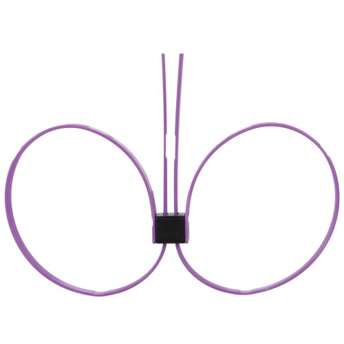 Disposable ouch! zip tie cuffs extended purple