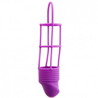 RIBBED COCKCAGE PENIS SLEEVE PURPLE