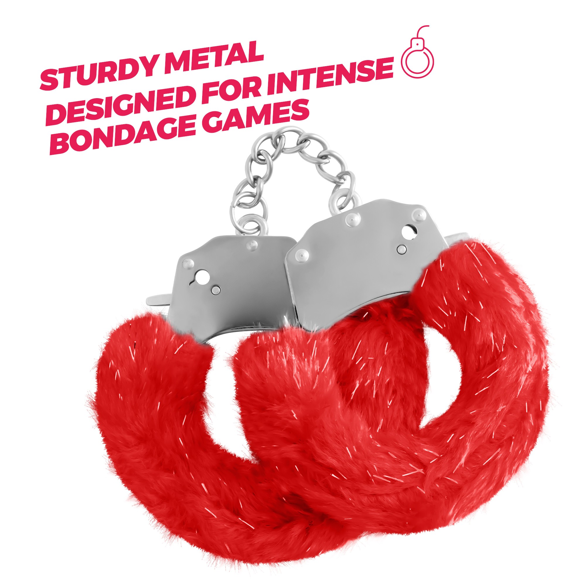 Spangle manette in metallo con peluche rosso crushious Spangle manette in metallo con peluche rosso crushious