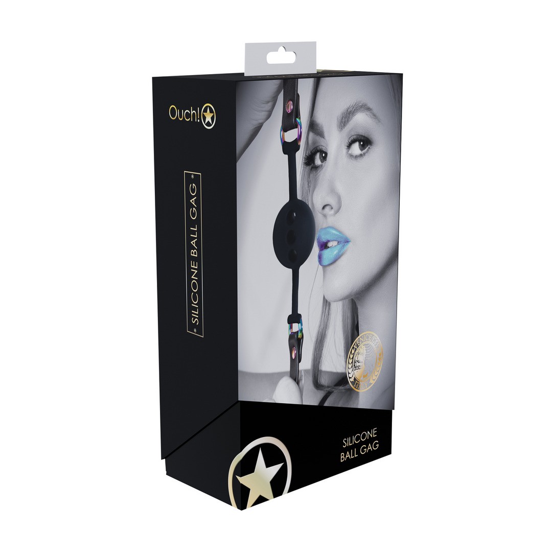 Ouch! – Ball gag traspirante in silicone Venice Collection nero