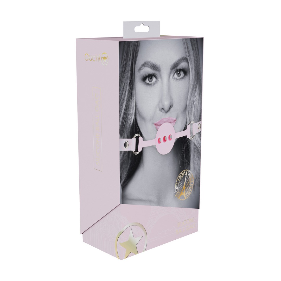 Ouch! – Ball gag traspirante in silicone Paris Collection rosa