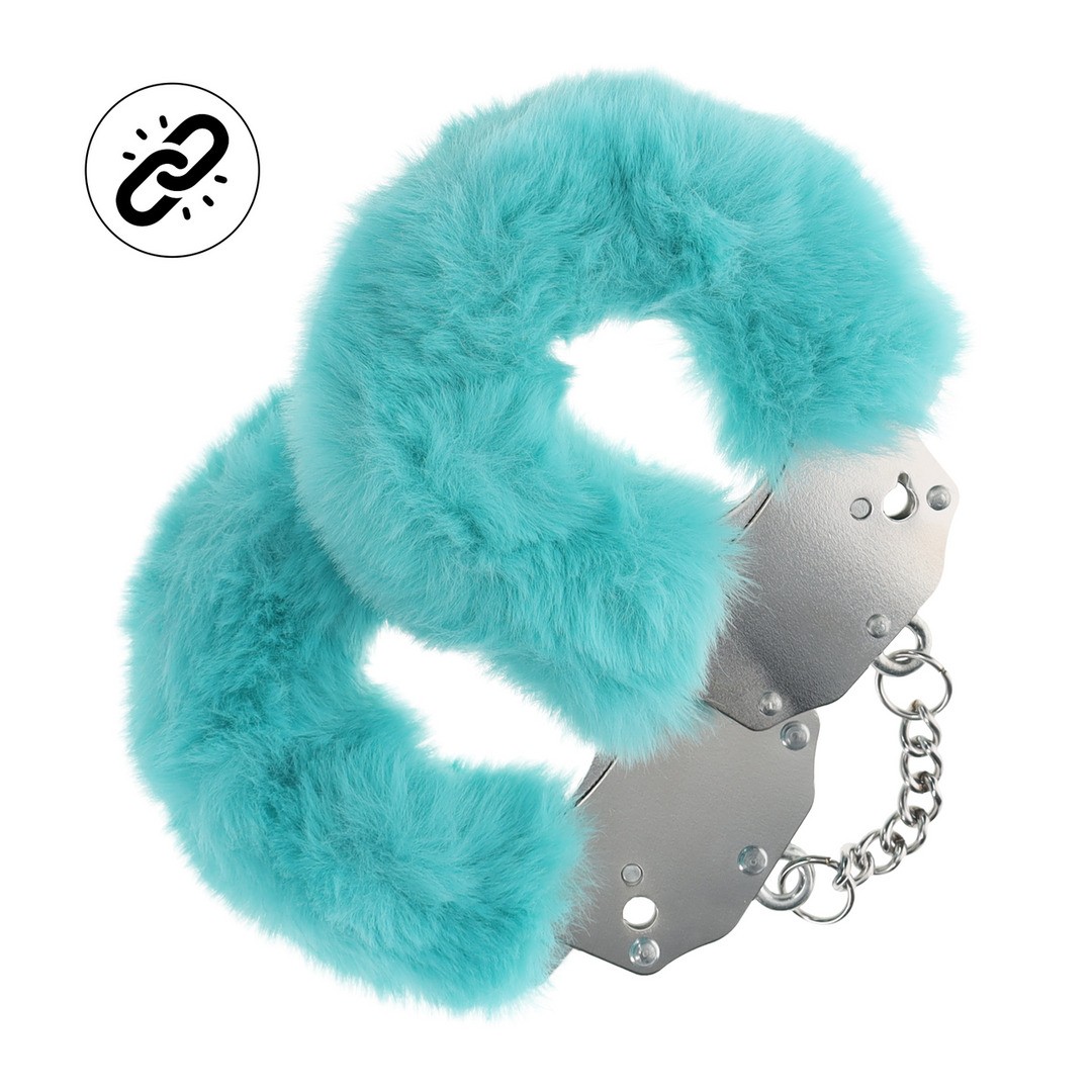 Manette di peluche heavy-duty fluffy blu ouch! Manette di peluche heavy-duty fluffy blu ouch!