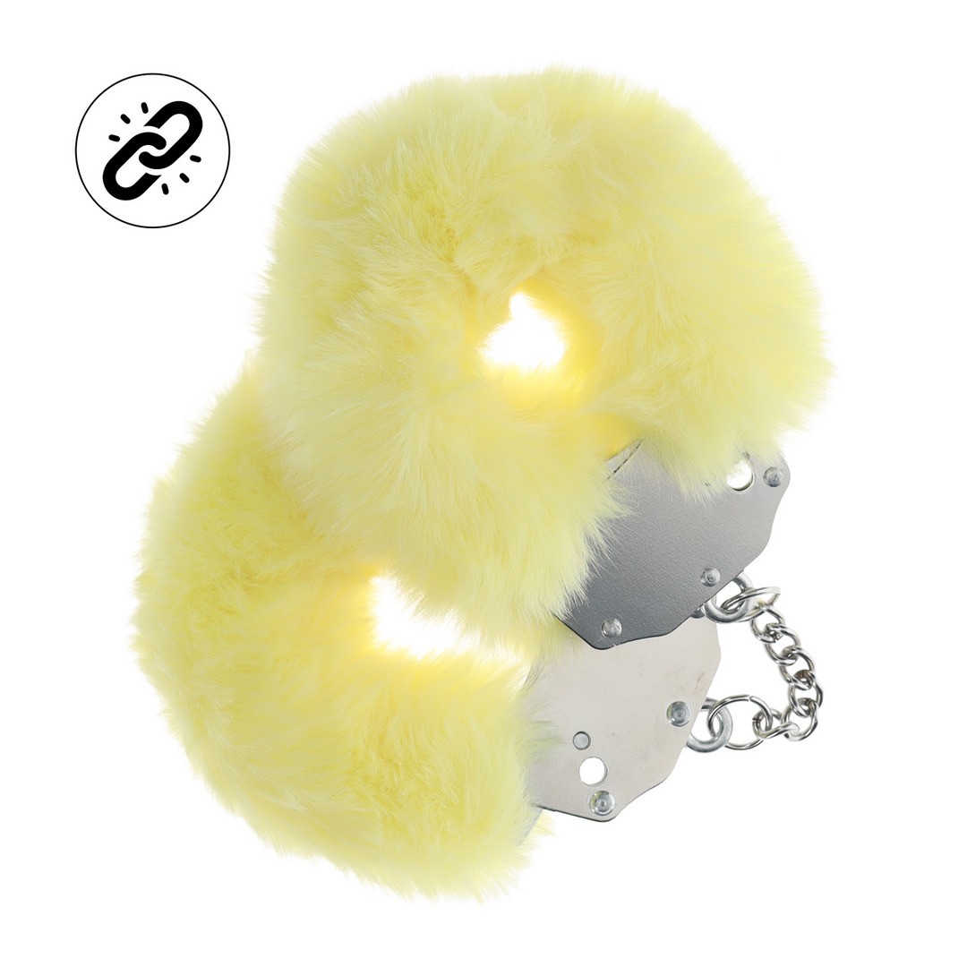 Manette di peluche heavy-duty fluffy giallo ouch!