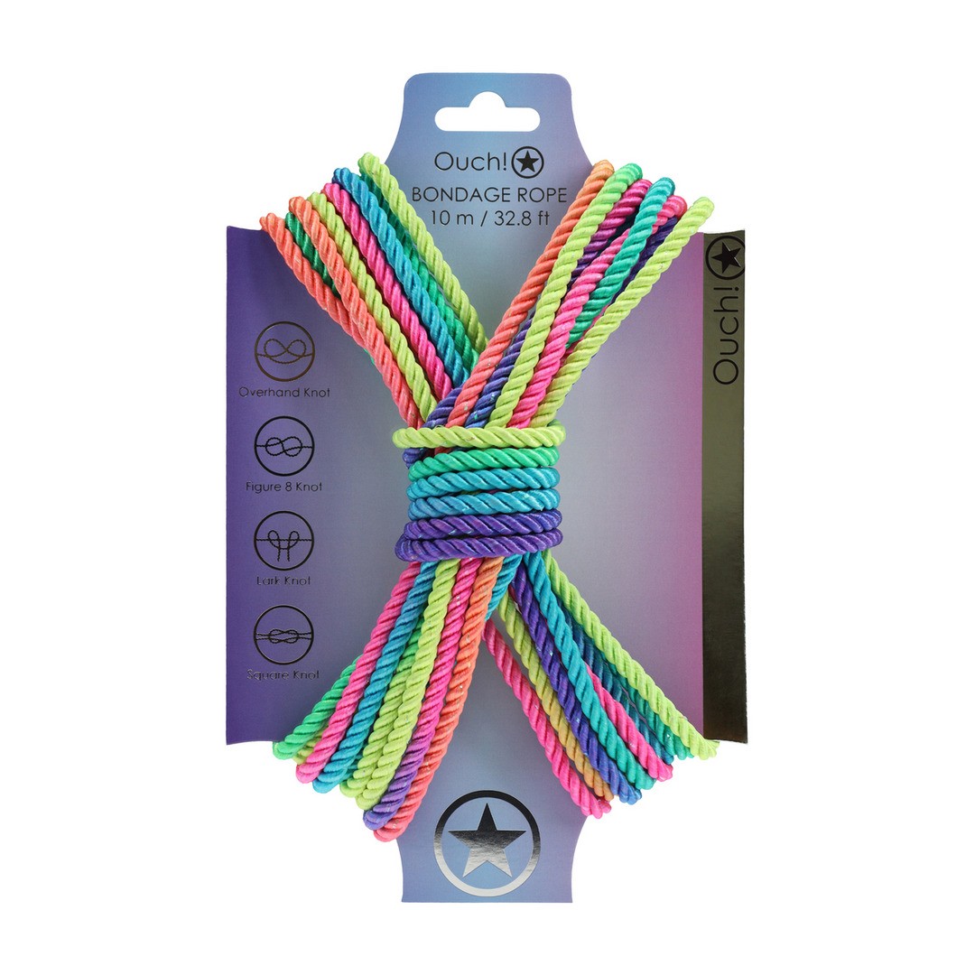 Cavo in poliestere per bondage 32.8 ft / 10 m multicolor con lucentezza ouch!