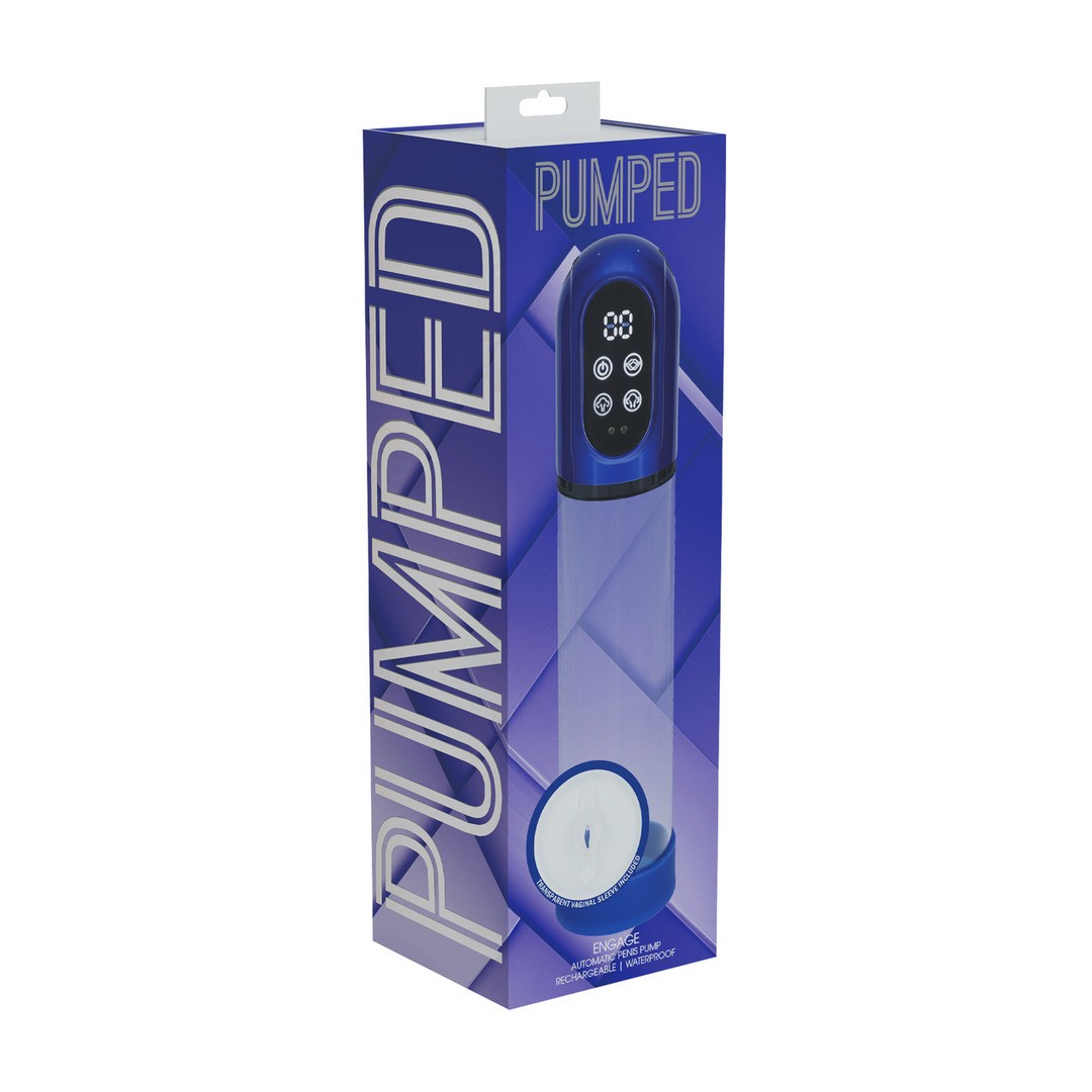 Pompa automatica per il pene e masturbatore engage metallic blue pumped