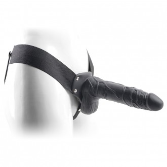 STRAP-ON HUECO CON TESTICULOS REAL RAPTURE AIR FEELING 8" NEGRO