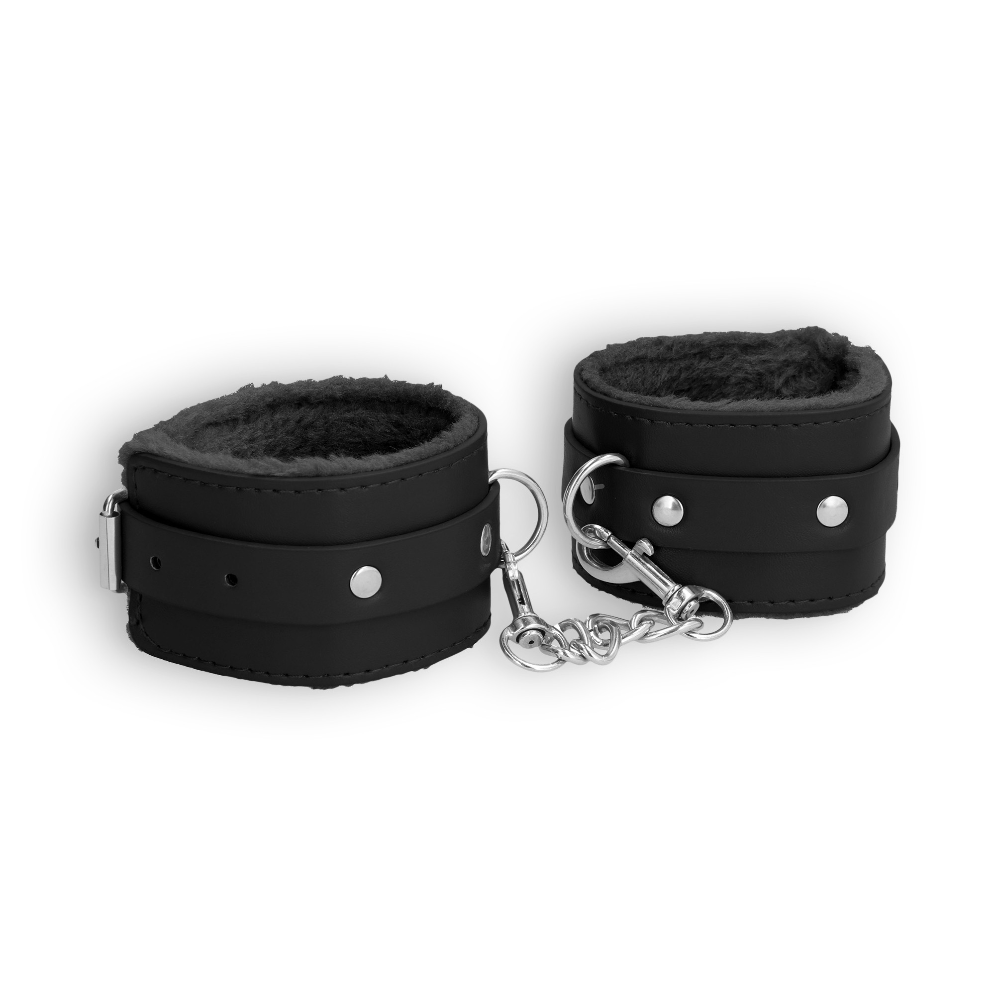 Ouch! plush leather wrist cuffs black