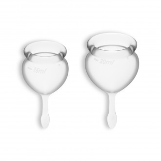 CONJUNTO DE 2 COPAS MENSTRUALES FEEL GOOD SATISFYER TRANSPARENTE
