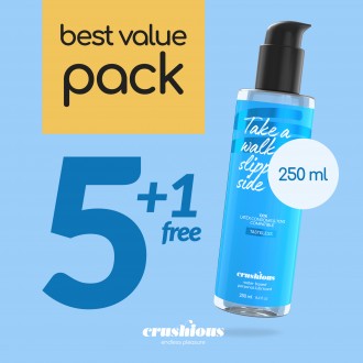 PACK DE 5 LUBRIFIANT À BASE D’EAU 250 ML CRUSHIOUS + 1 GRATUIT