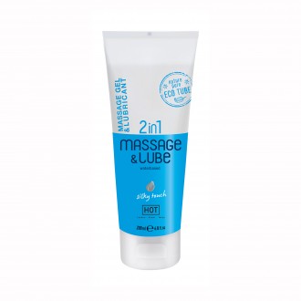 GEL DE MASSAGEM E LUBRIFICANTE 2EM1 À BASE DE ÁGUA SILKY TOUCH HOT™ 200ML