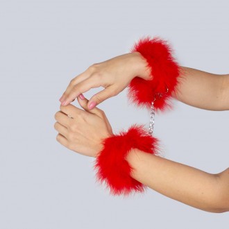 SECRET PLAY FEATHER CUFFS RED
