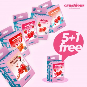 5 + 1 BOLAS DE LUBRICANTE LUB BALLS CRUSHIOUS SURTIDAS CON ENVASE DE FRESA GRATIS