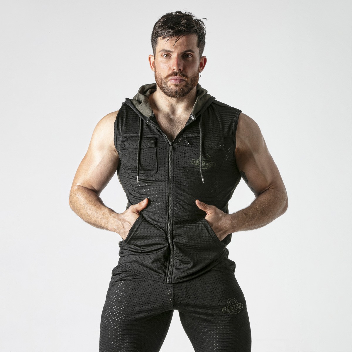 Locker Gear – Gilet con cappuccio in rete khaki Locker Gear – Gilet con cappuccio in rete khaki